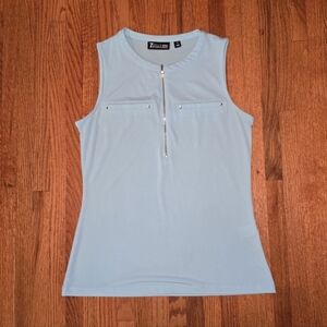 Mint green sleeveless tank top with zip and pockets